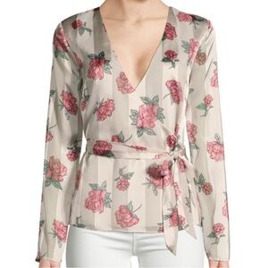 Lovers + Friends Northwest Wrap Rose Stripe Blouse Size S